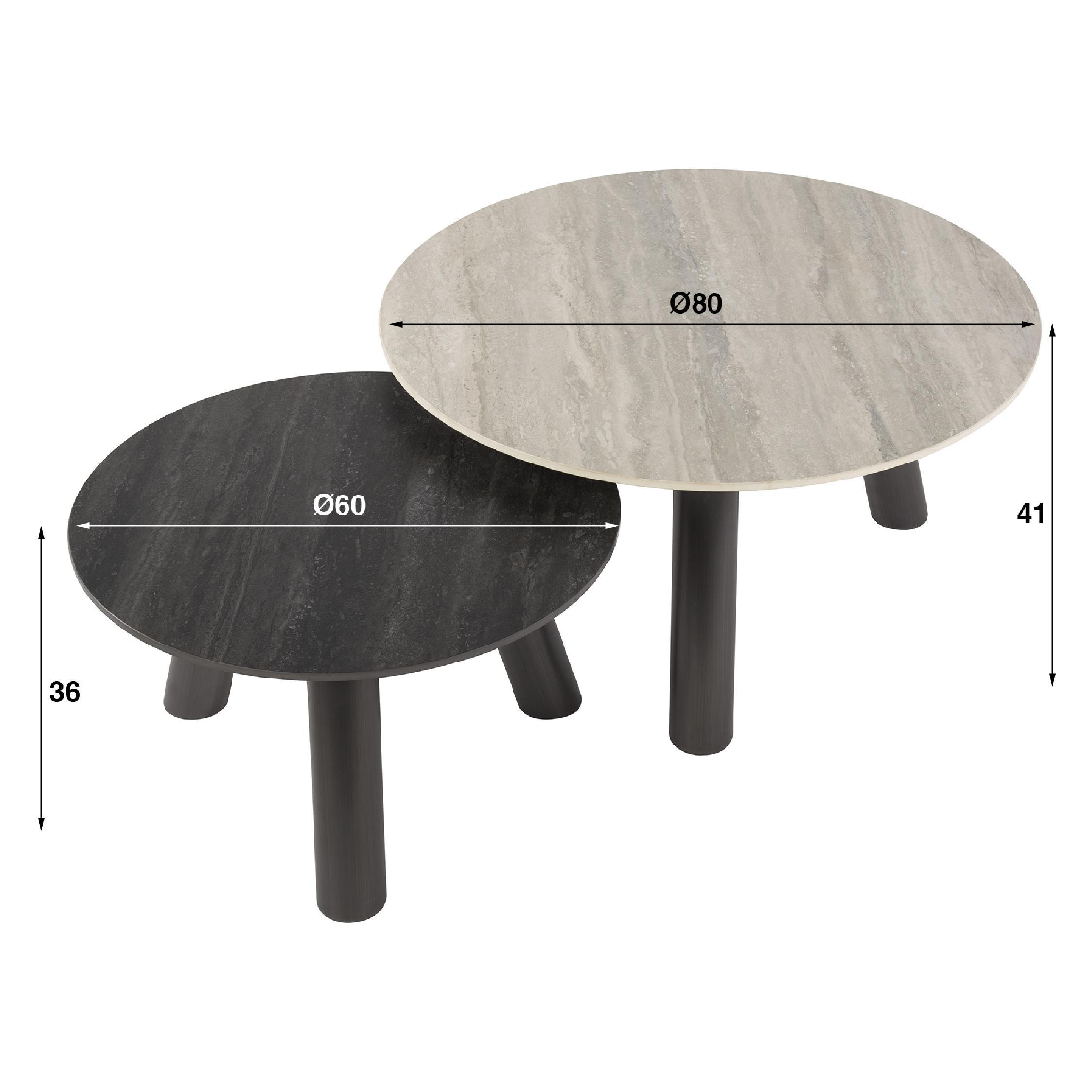 Mave salontafelset rond travertinlook afbeelding 3