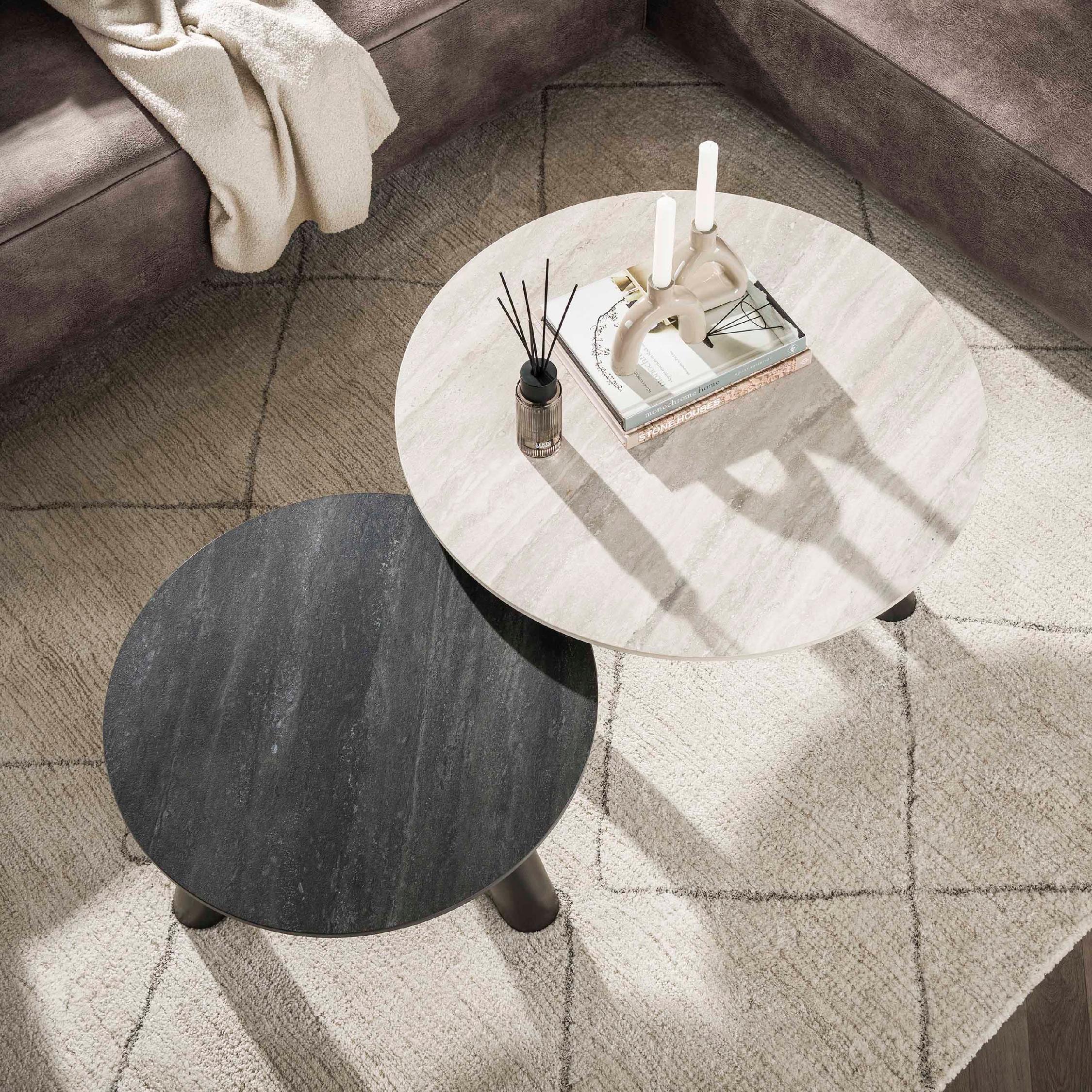 Mave salontafelset rond travertinlook afbeelding 5