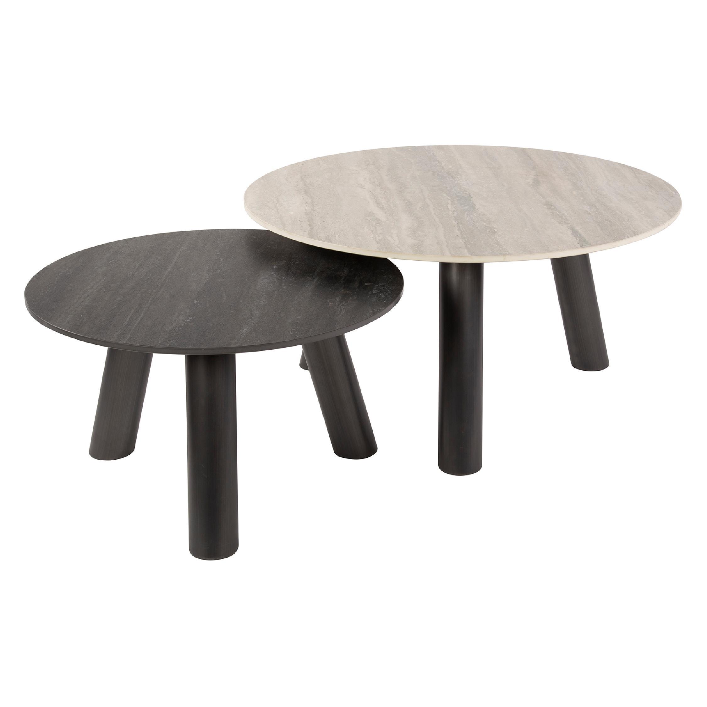 Mave salontafelset rond travertinlook afbeelding 1