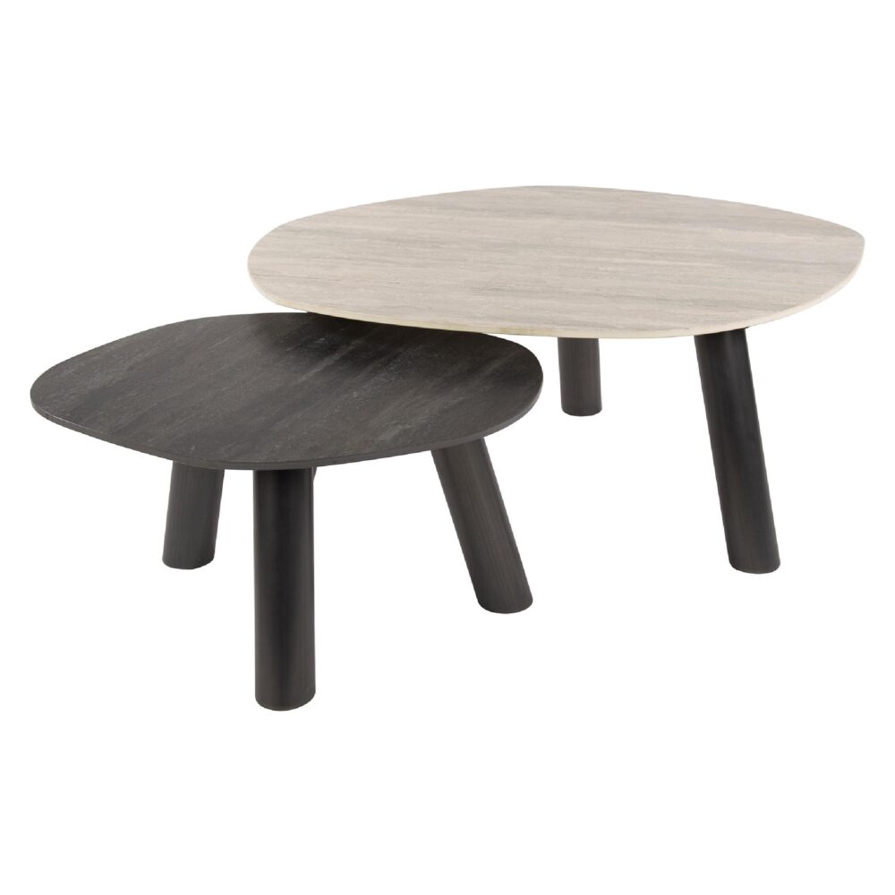 Mave salontafel set keramiek travertinlook afbeelding 1