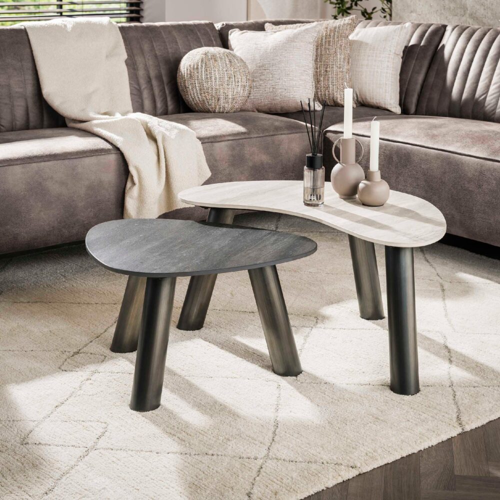 Mave organische salontafel set travertin look afbeelding 5