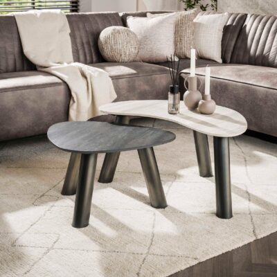 Mave organische salontafel set travertin look afbeelding 5