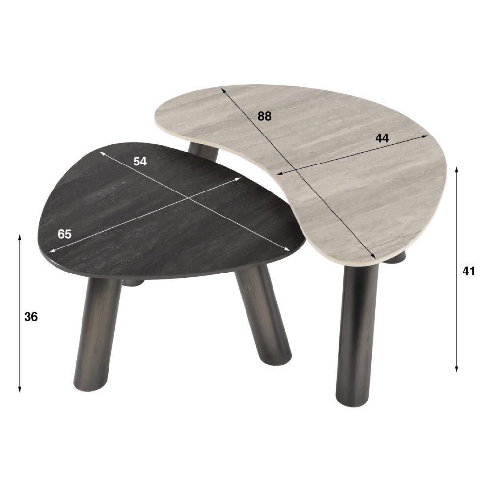 Mave organische salontafel set travertin look afbeelding 3