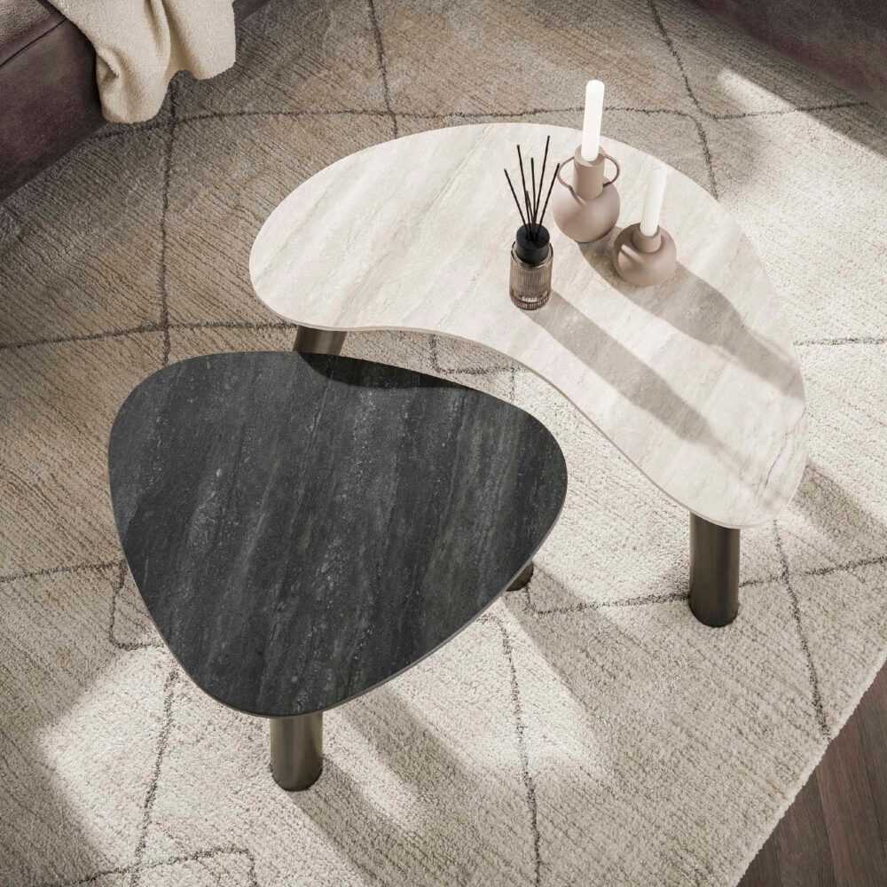 Mave organische salontafel set travertin look afbeelding 4