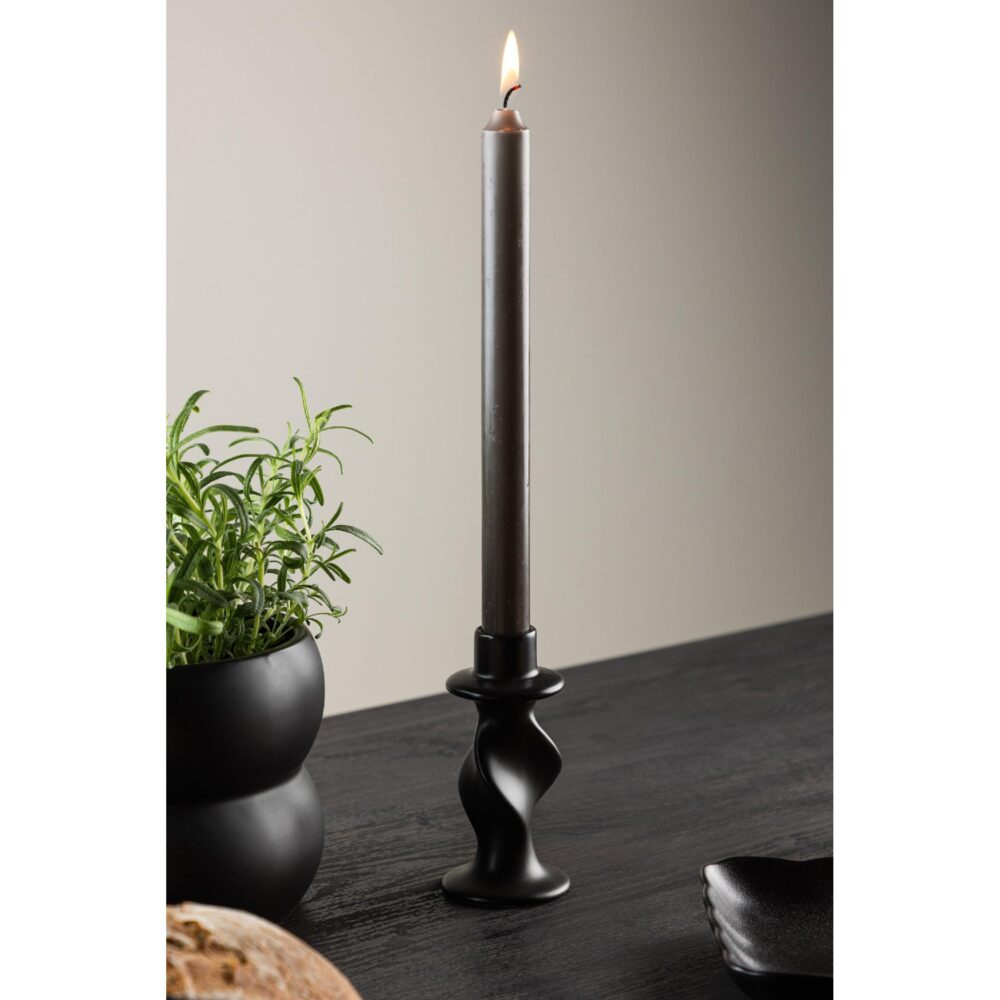 mat zwarte keramische kandelaar 12 cm afbeelding 3