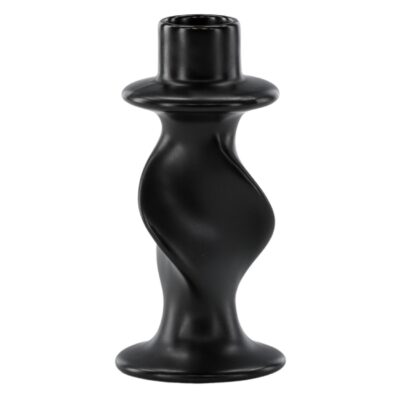 mat zwarte keramische kandelaar 12 cm afbeelding 1