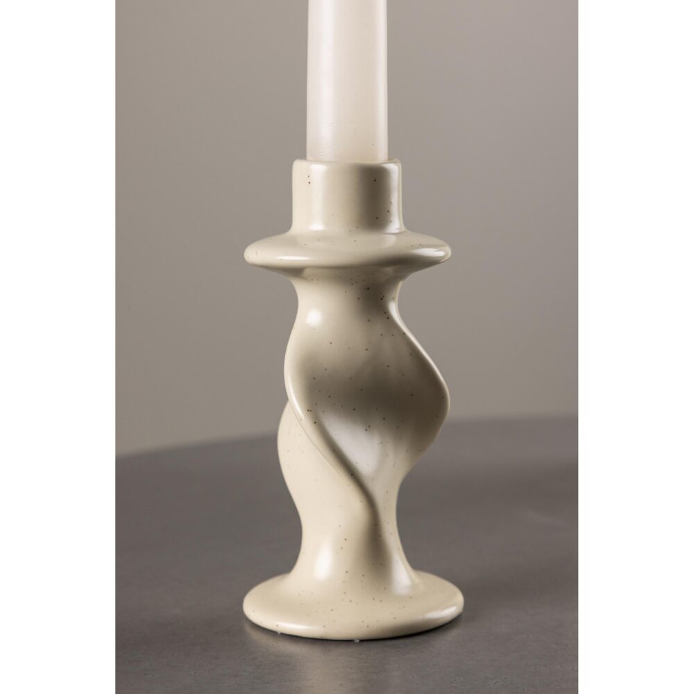 beige keramieken kandelaar 12 cm afbeelding 2