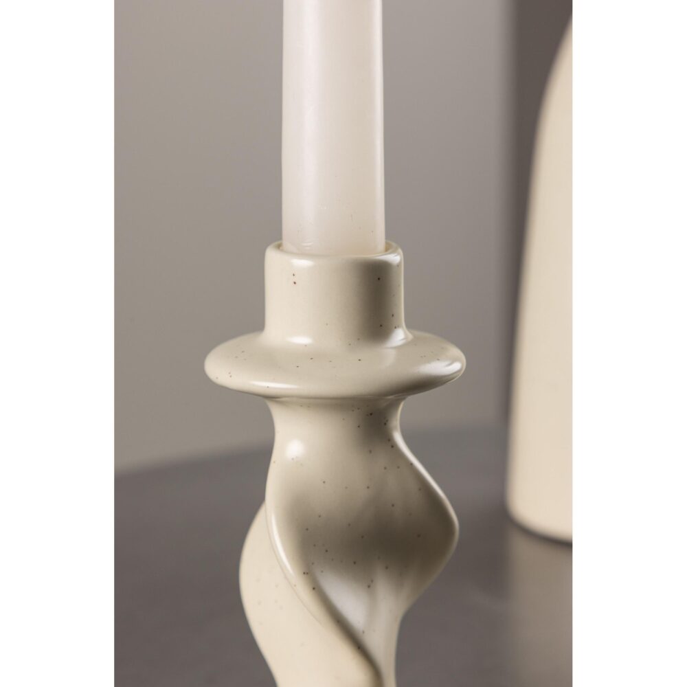 beige keramieken kandelaar 12 cm afbeelding 3