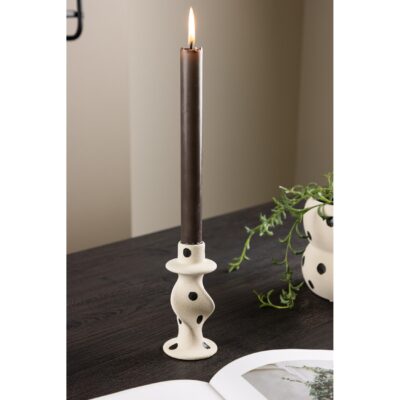 witte keramische kandelaar met zwarte stippen afbeelding 3