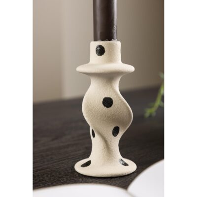 witte keramische kandelaar met zwarte stippen afbeelding 2