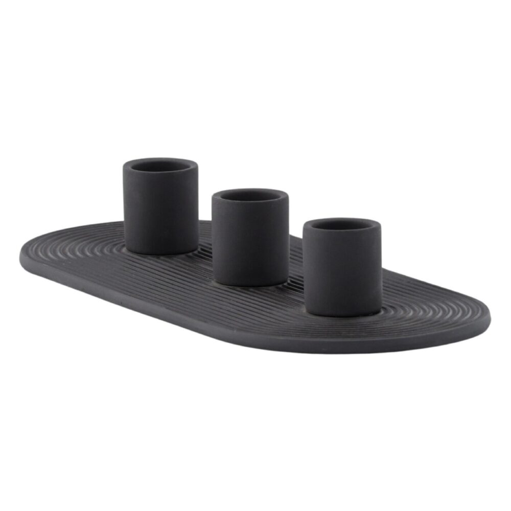 zwarte kandelaar voor 3 kaarsen afbeelding 3