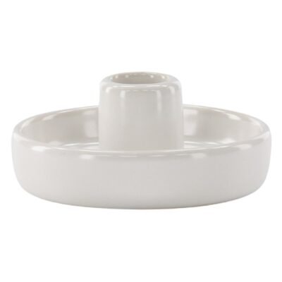 witte ronde stoneware kandelaars set afbeelding 1