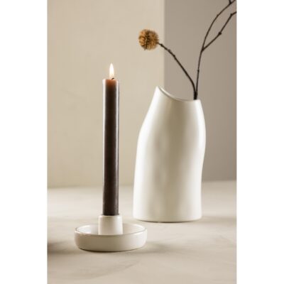 witte ronde stoneware kandelaars set afbeelding 2