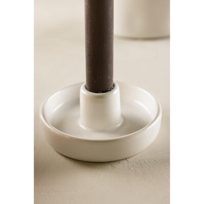 witte ronde stoneware kandelaars set afbeelding 3