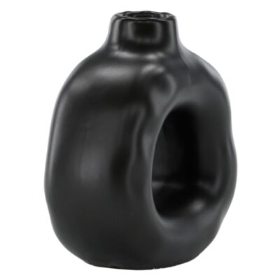 zwarte steengoed kandelaar voor dinerkaars afbeelding 3