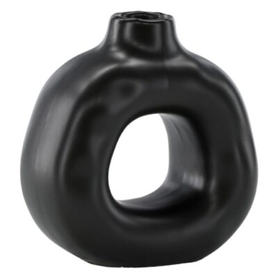 zwarte steengoed kandelaar voor dinerkaars afbeelding 1