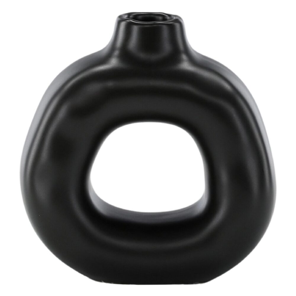 zwarte steengoed kandelaar voor dinerkaars afbeelding 4