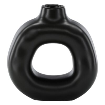 zwarte steengoed kandelaar voor dinerkaars afbeelding 4