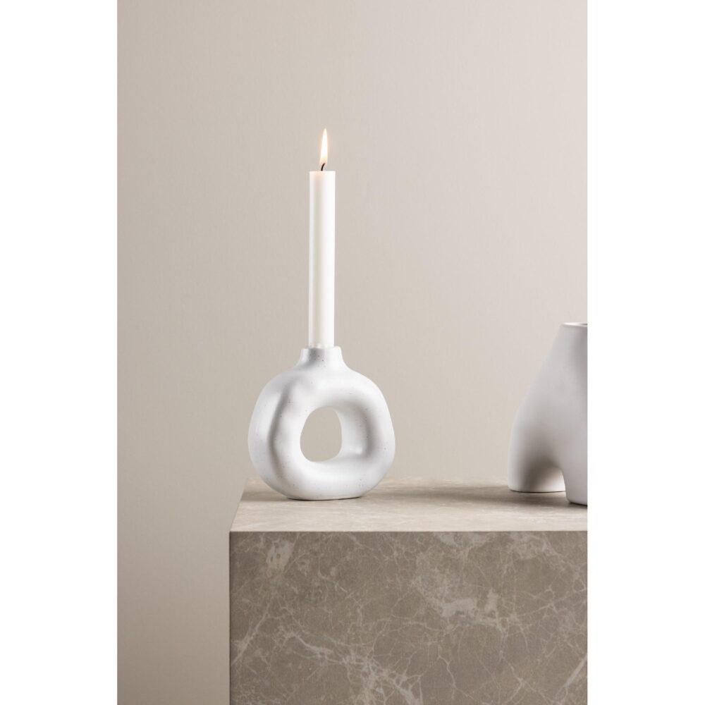 witte steengoed kandelaar 13 cm afbeelding 7