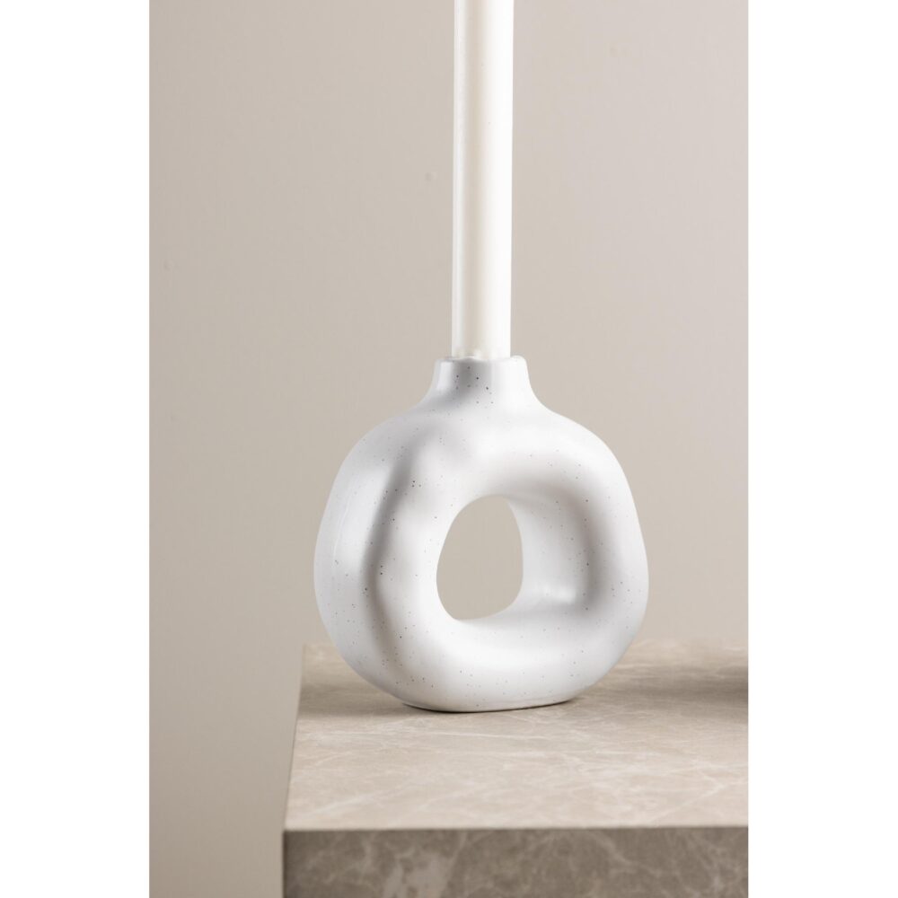 witte steengoed kandelaar 13 cm afbeelding 5