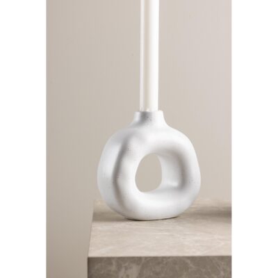 witte steengoed kandelaar 13 cm afbeelding 5