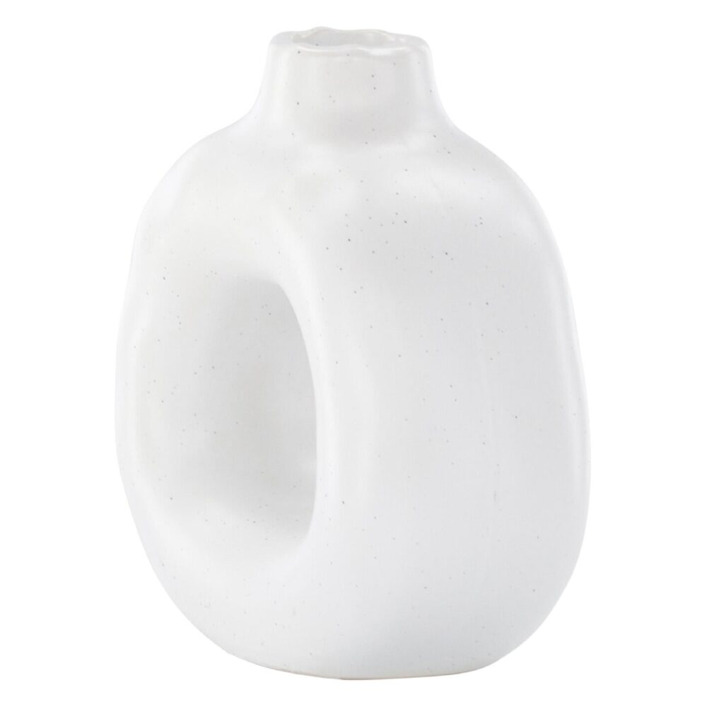 witte steengoed kandelaar 13 cm afbeelding 3