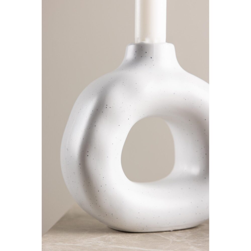 witte steengoed kandelaar 13 cm afbeelding 6