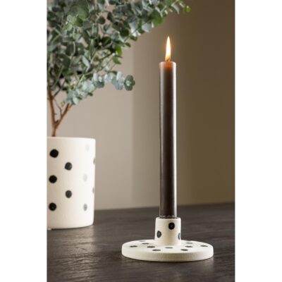 witte keramische kaarsenhouders met zwarte stippen afbeelding 2