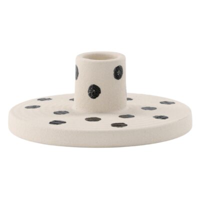 witte keramische kaarsenhouders met zwarte stippen afbeelding 1