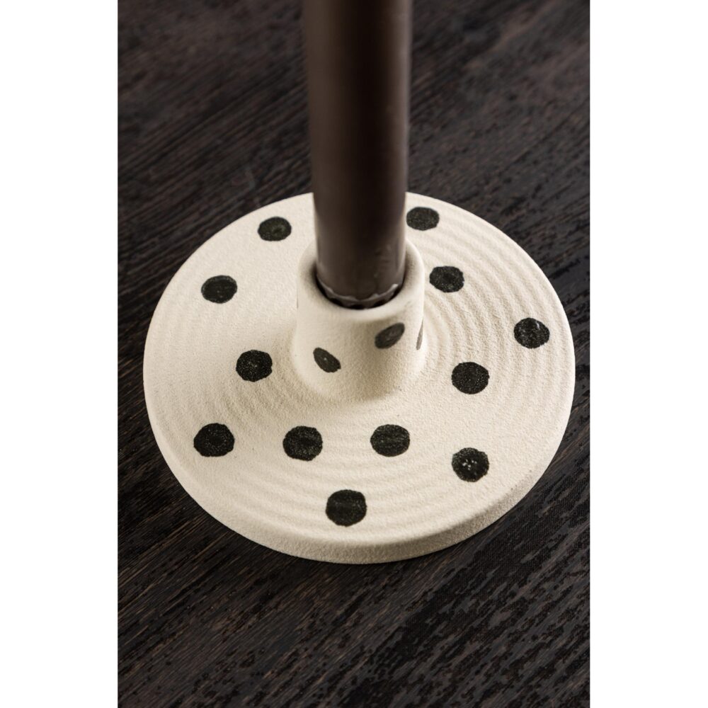 witte keramische kaarsenhouders met zwarte stippen afbeelding 3