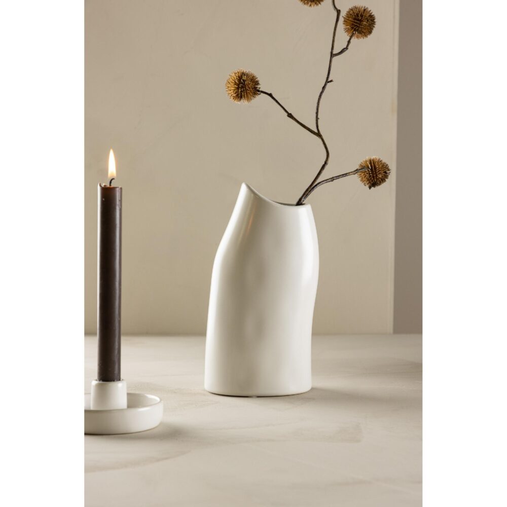 smalle witte keramische vaas afbeelding 4