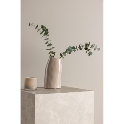 beige keramische vaas 23 cm afbeelding 5