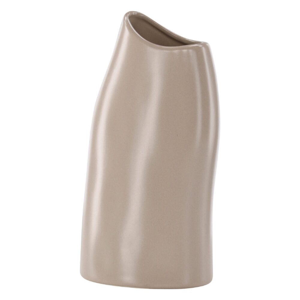 beige keramische vaas 23 cm afbeelding 2
