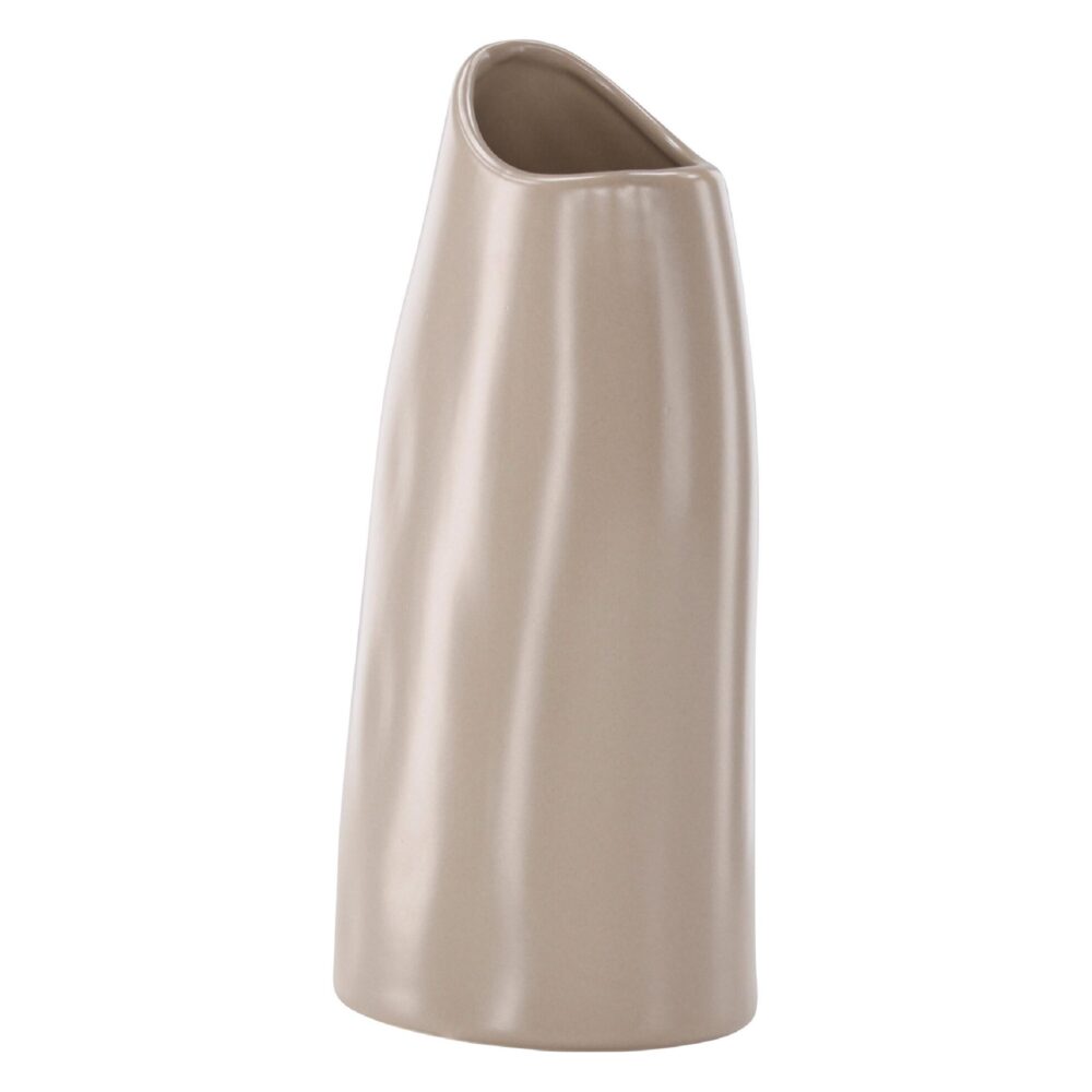 beige keramische vaas 23 cm afbeelding 3