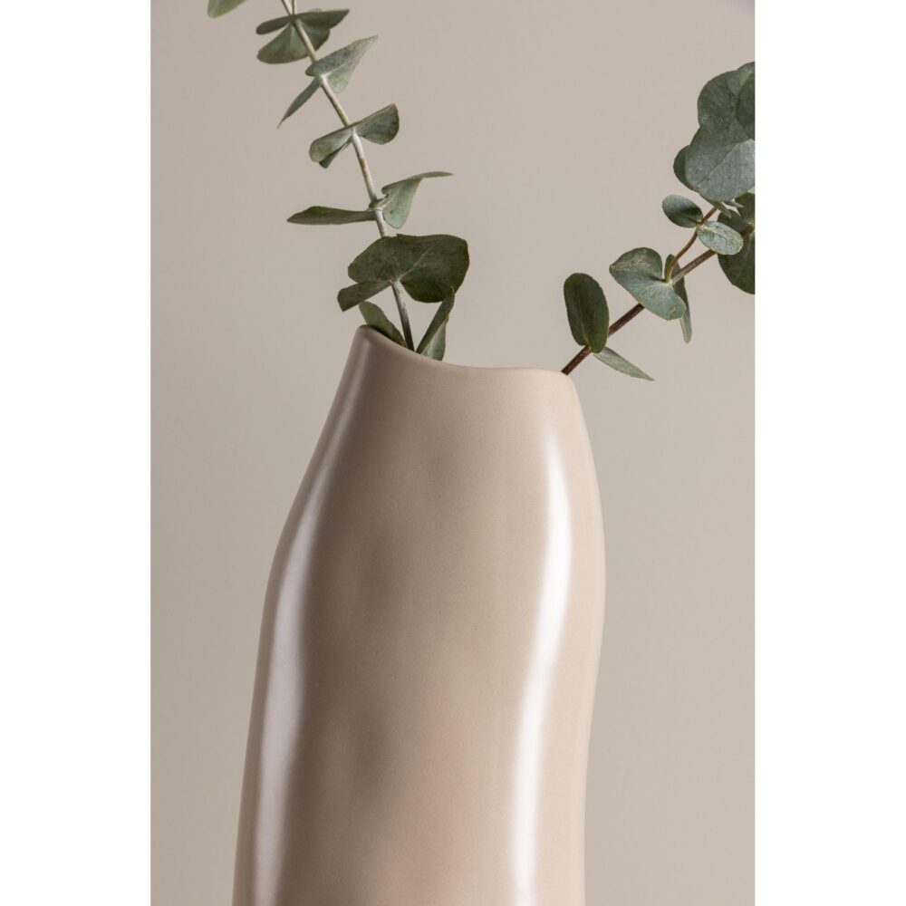 beige keramische vaas 23 cm afbeelding 7