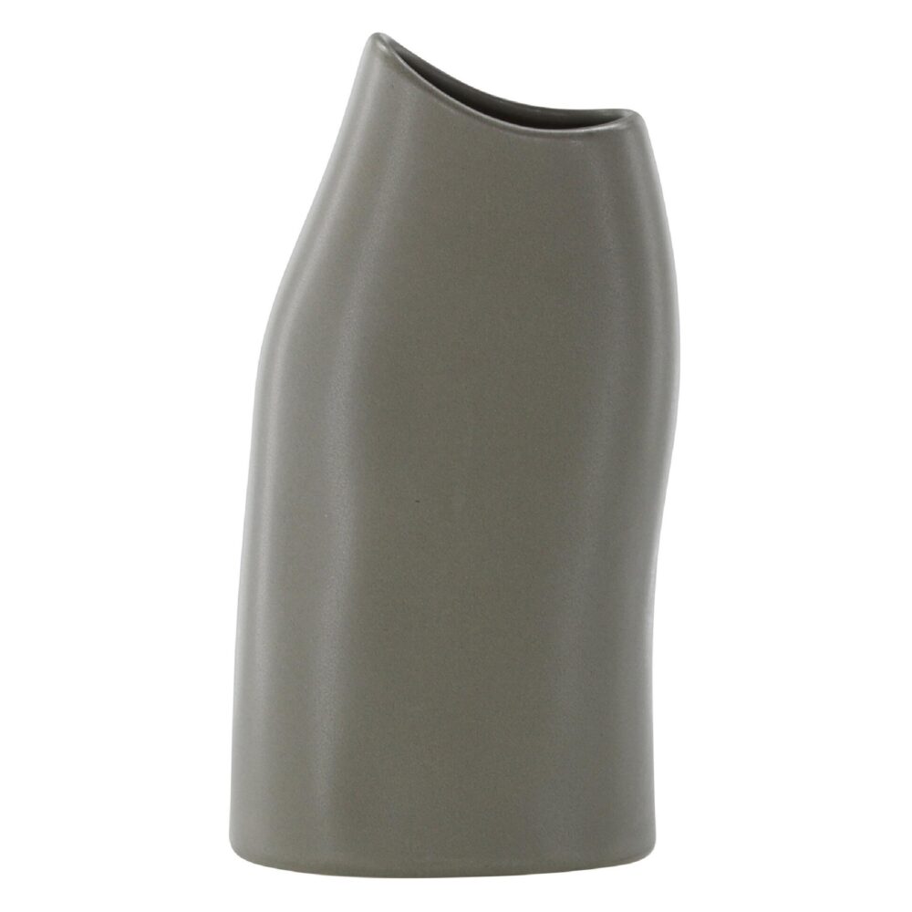 donkergrijze keramische vaas 23 cm afbeelding 1