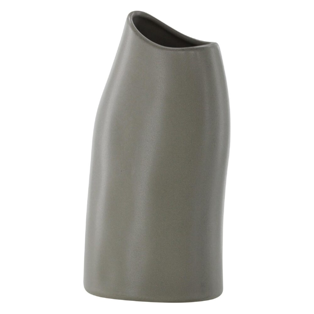 donkergrijze keramische vaas 23 cm afbeelding 2