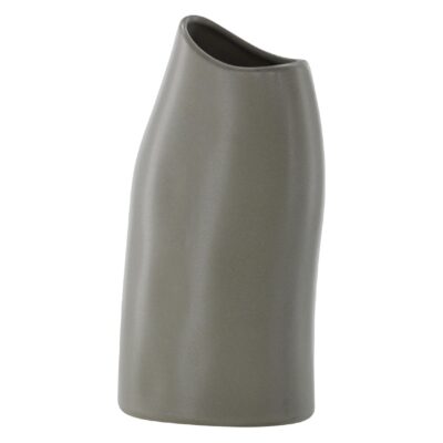 donkergrijze keramische vaas 23 cm afbeelding 2