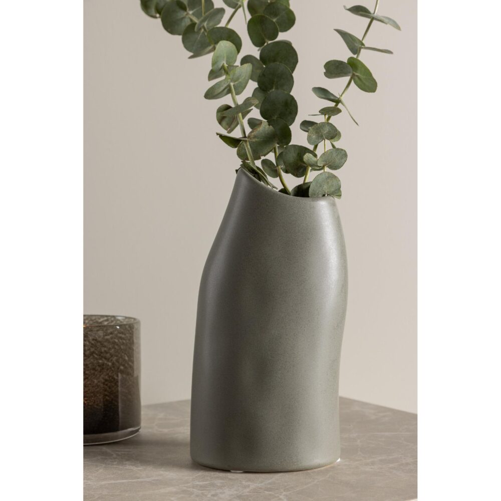 donkergrijze keramische vaas 23 cm afbeelding 6