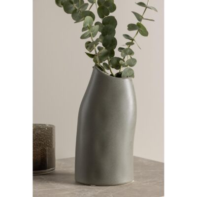 donkergrijze keramische vaas 23 cm afbeelding 6