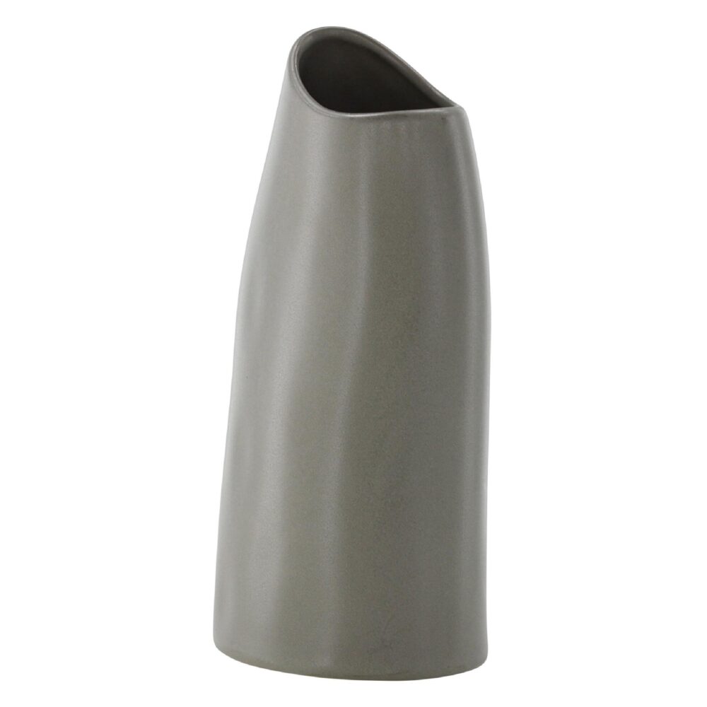 donkergrijze keramische vaas 23 cm afbeelding 3