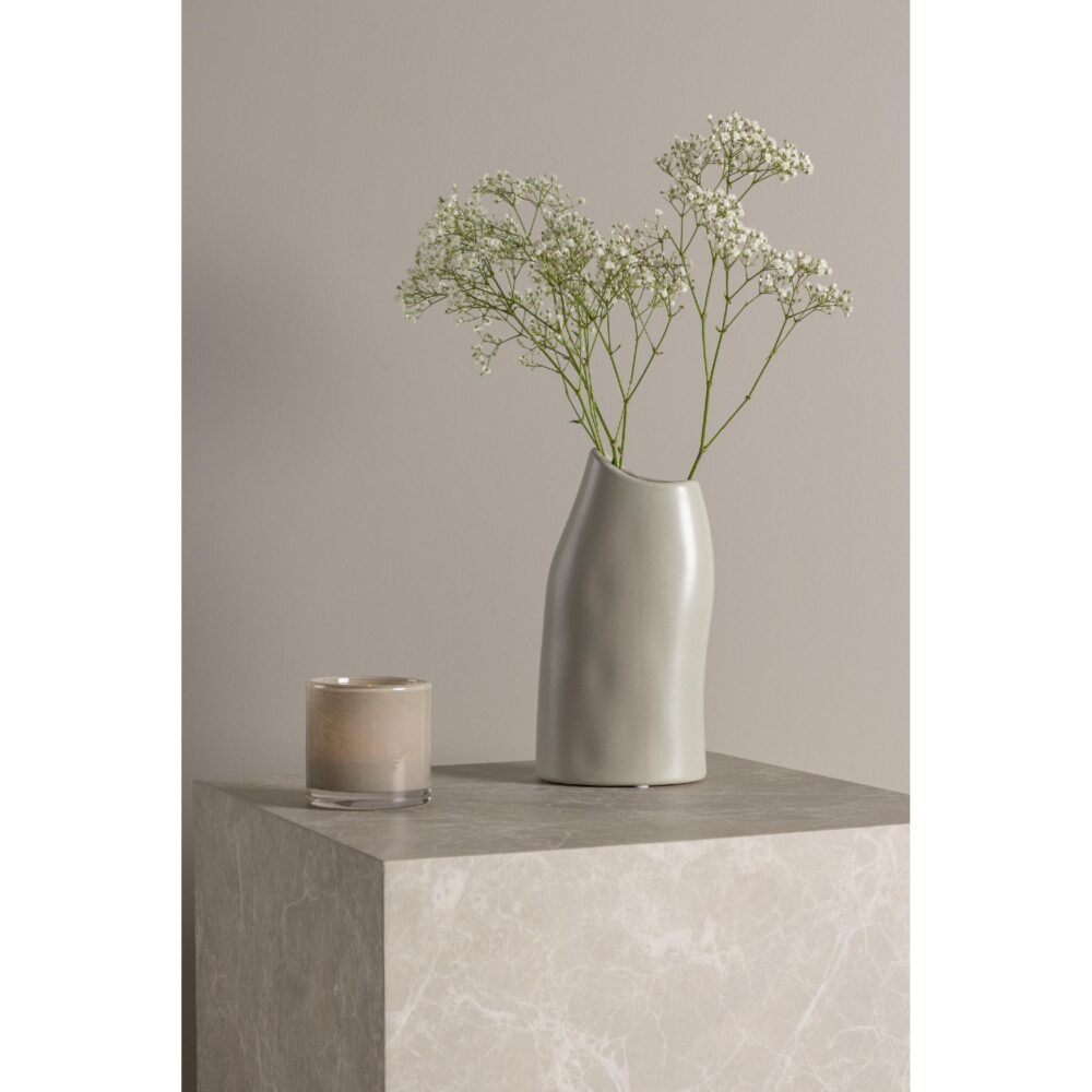 lichtgrijze keramische vaas 23 cm afbeelding 7