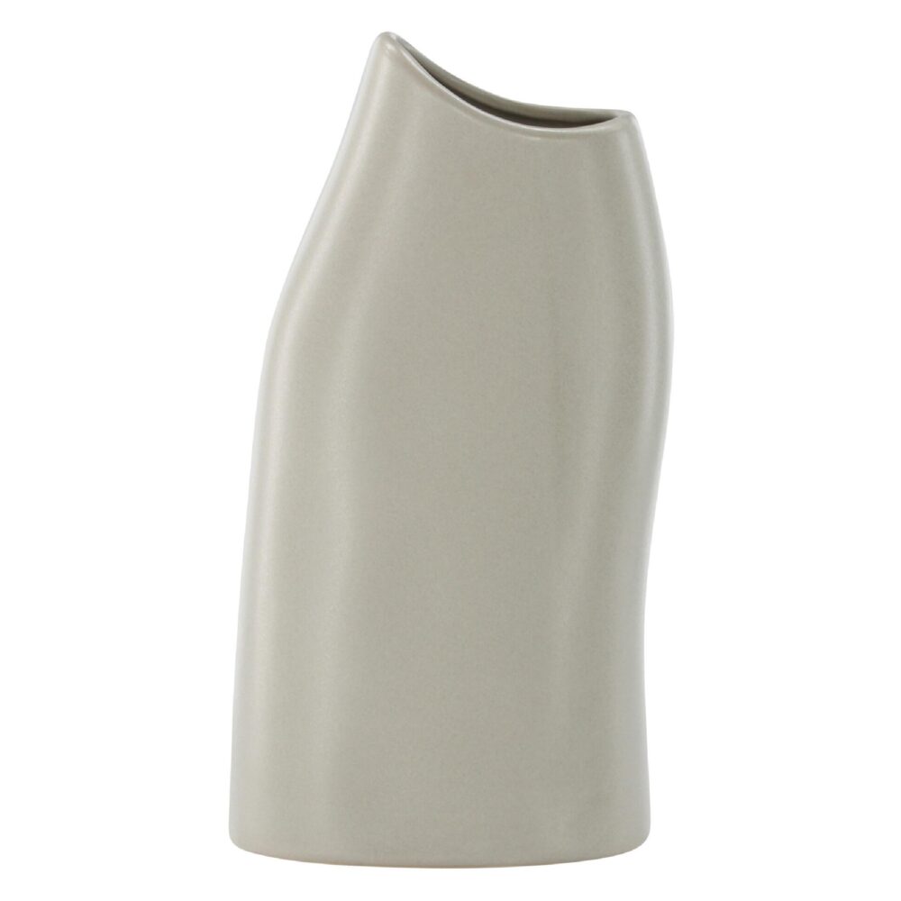 lichtgrijze keramische vaas 23 cm afbeelding 1