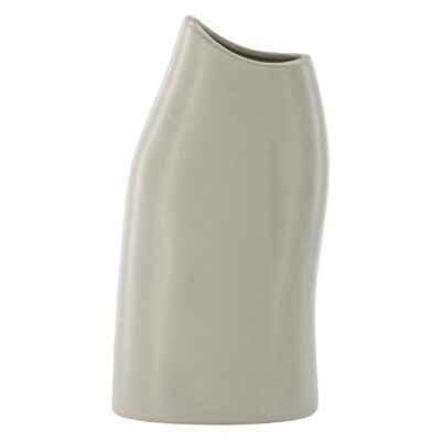 lichtgrijze keramische vaas 23 cm afbeelding 1