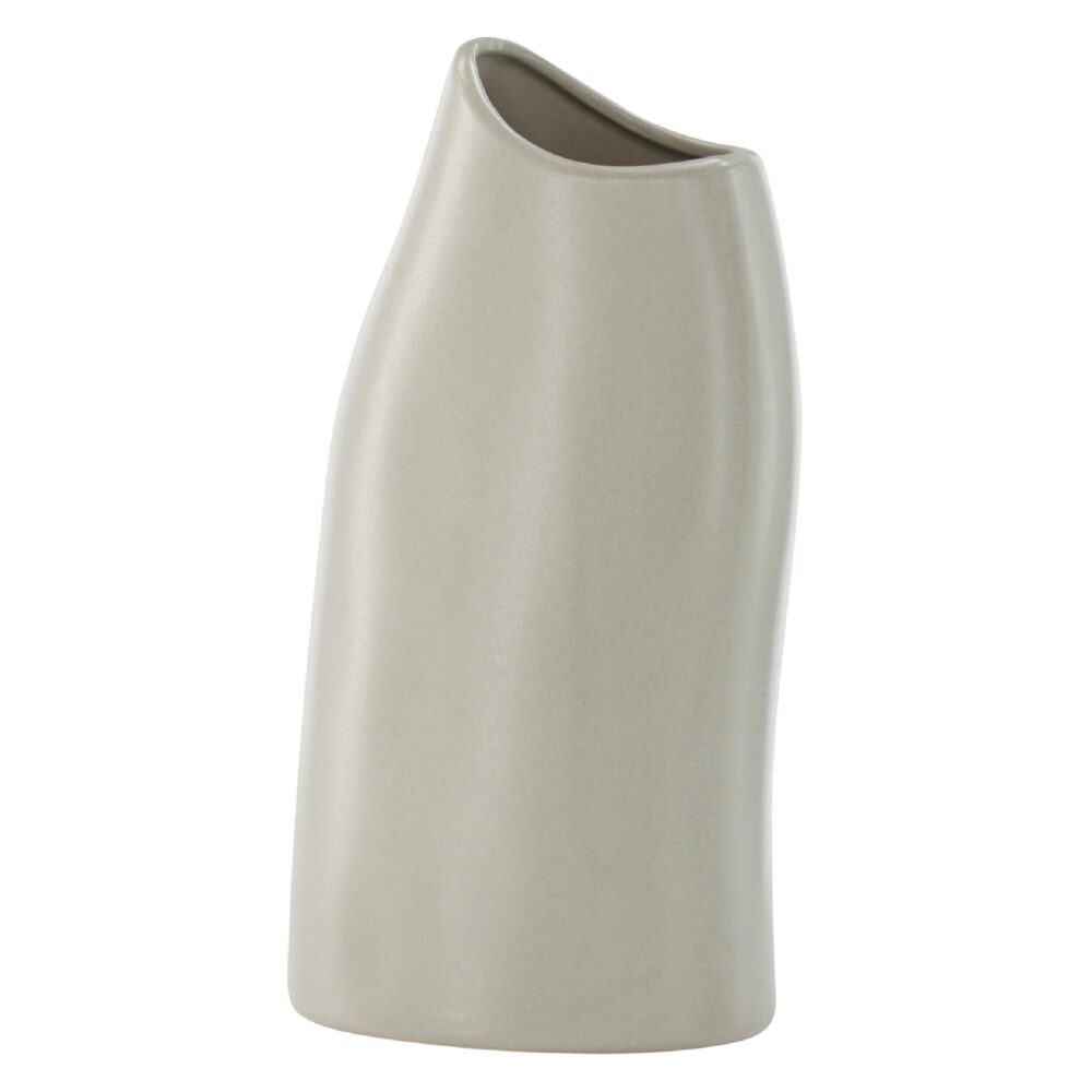 lichtgrijze keramische vaas 23 cm afbeelding 2
