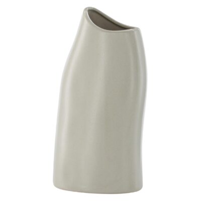 lichtgrijze keramische vaas 23 cm afbeelding 2