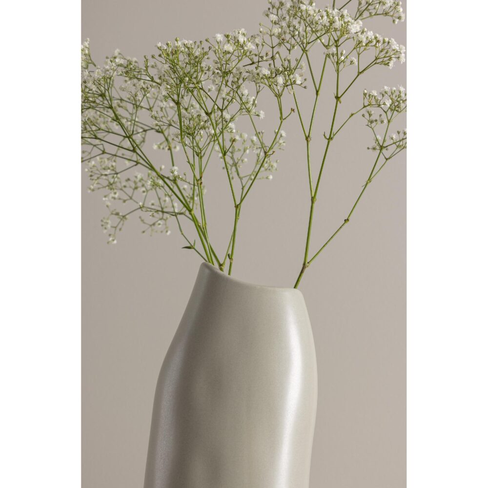 lichtgrijze keramische vaas 23 cm afbeelding 6