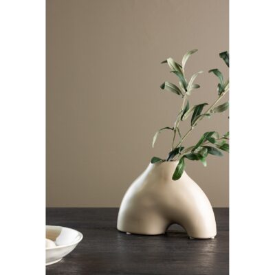 beige keramische vaas 15 cm afbeelding 6