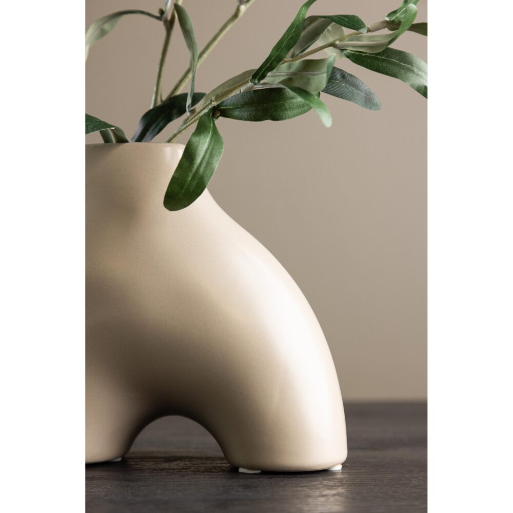 beige keramische vaas 15 cm afbeelding 5
