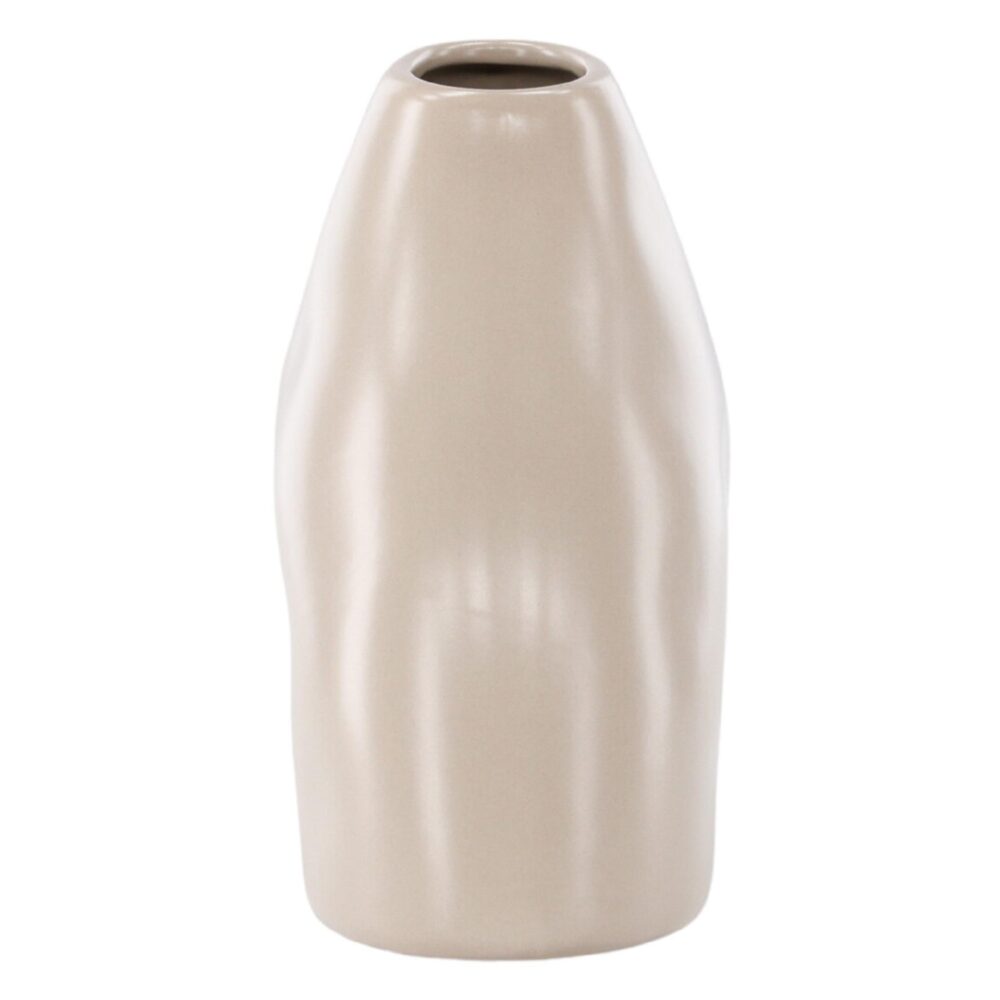 beige keramische vaas 15 cm afbeelding 4